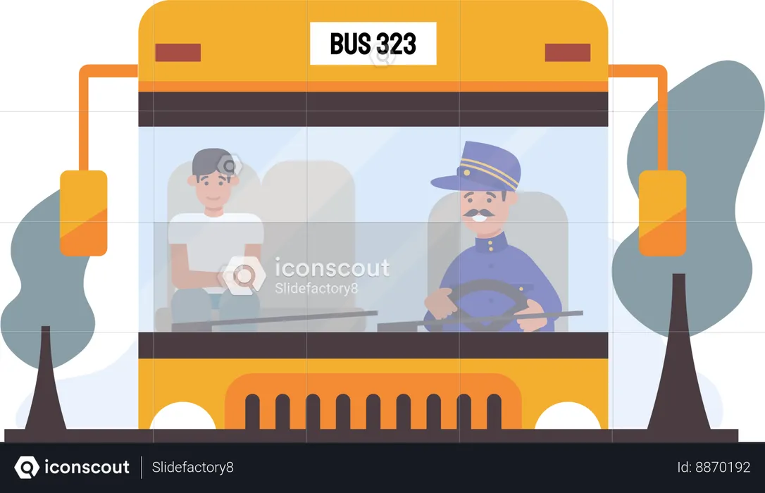 Homem andando de ônibus  Ilustração