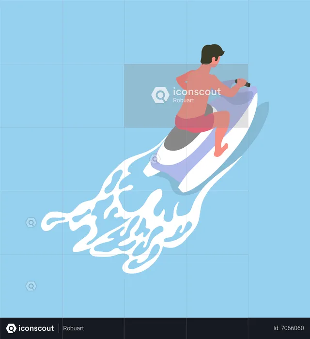 Homem andando de jet ski  Ilustração