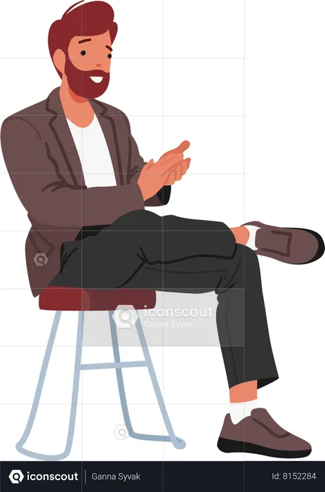 Homem Aplaudindo Sentado Na Cadeira  Ilustração