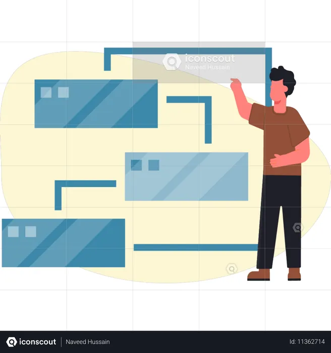 Homem apresentando networking  Ilustração