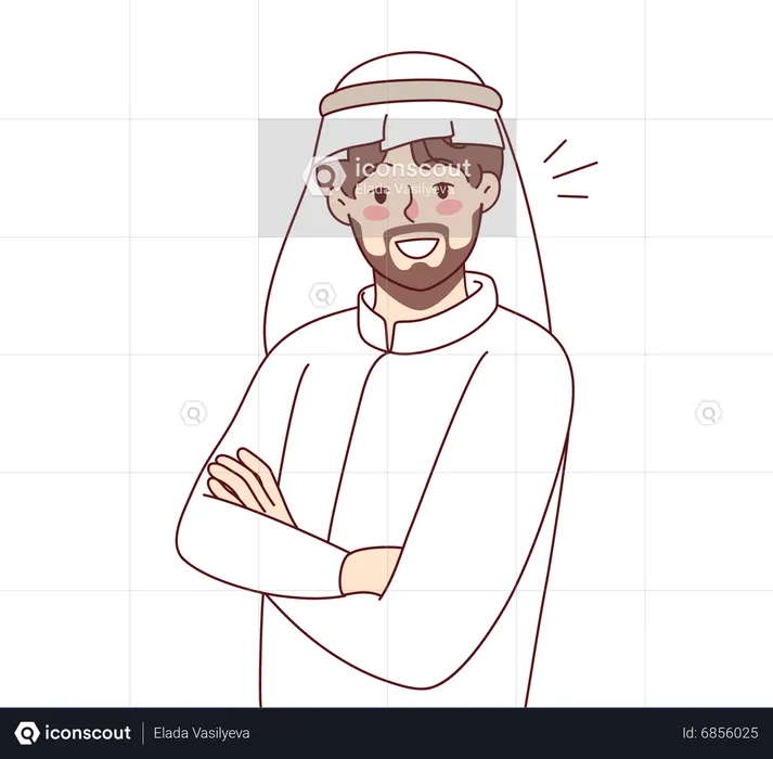 Homem árabe fazendo pose em pé  Ilustração