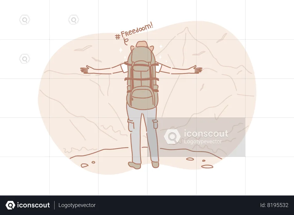 Homem aventureiro com mochila  Ilustração