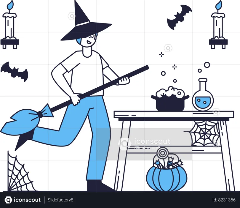 Homem fantasiado de Halloween  Ilustração