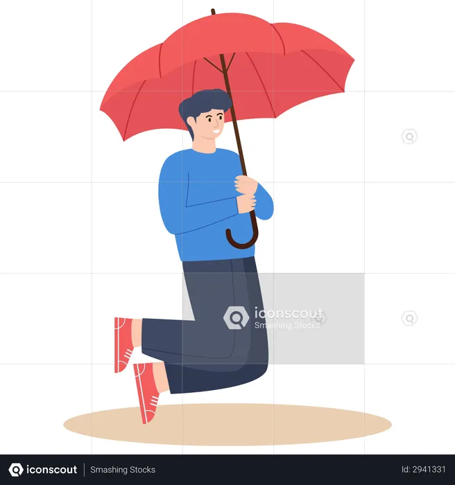 Homem com guarda-chuva  Ilustração