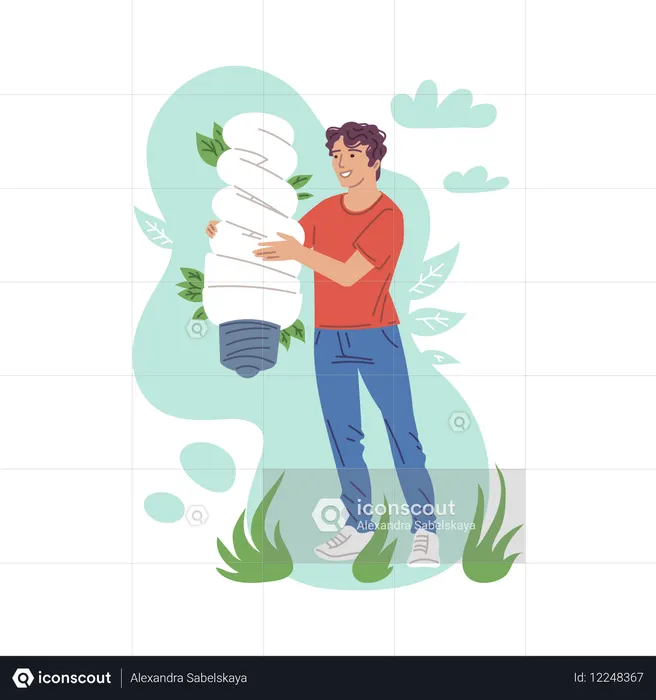 Homem com ideia ecológica  Ilustração