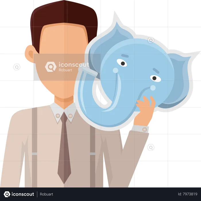 Homem com máscara de elefante  Ilustração