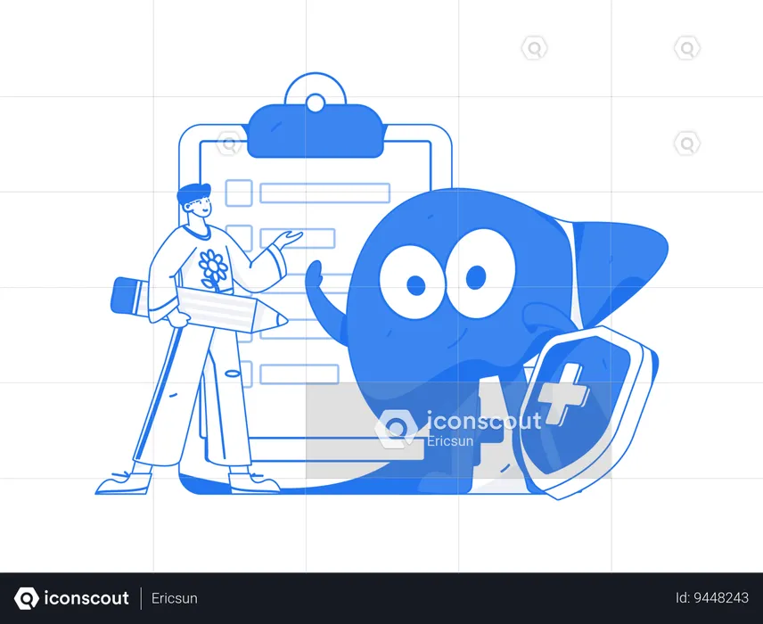 Homem com seguro médico  Ilustração
