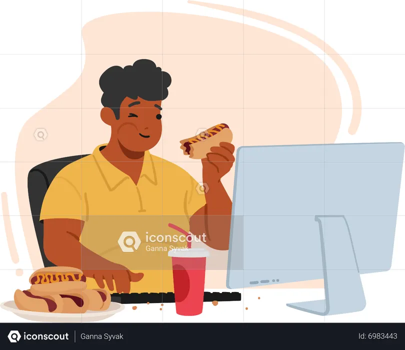 Homem com transtorno alimentar obsessivo  Ilustração