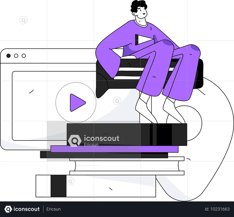 Homem aprendendo vídeo  Ilustração