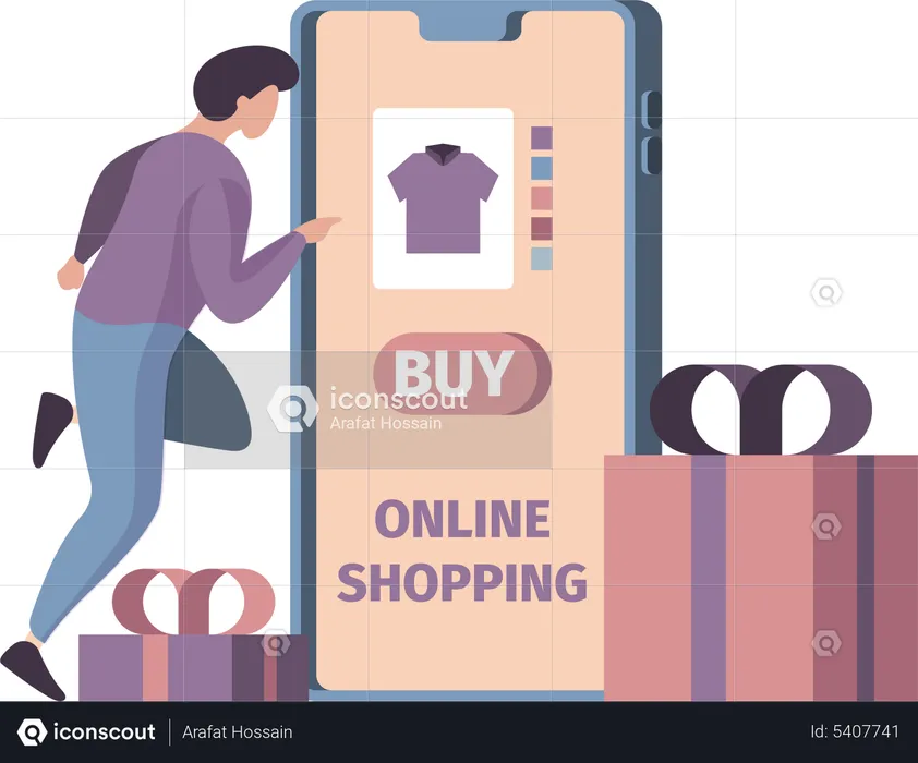 Homem comprando on-line  Ilustração