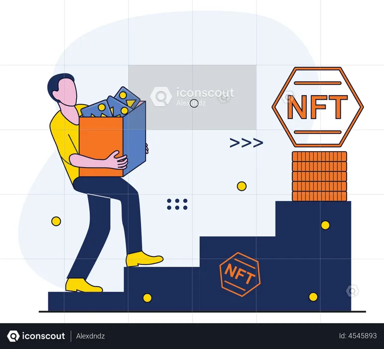 Homem comprando NFT  Ilustração