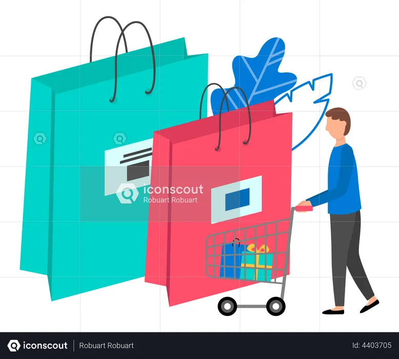 Homem fazendo compras on-line  Ilustração