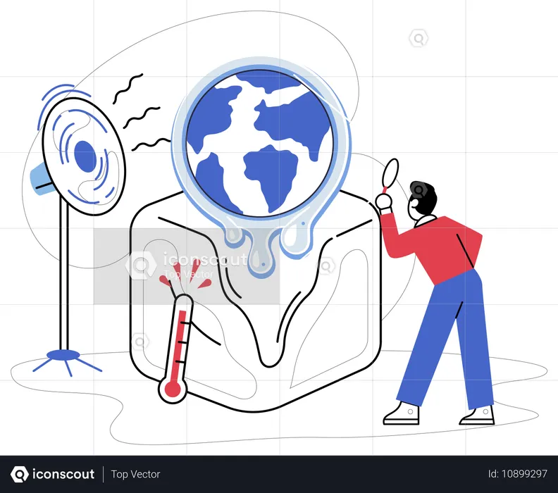 Homem falando sobre o aquecimento global  Ilustração