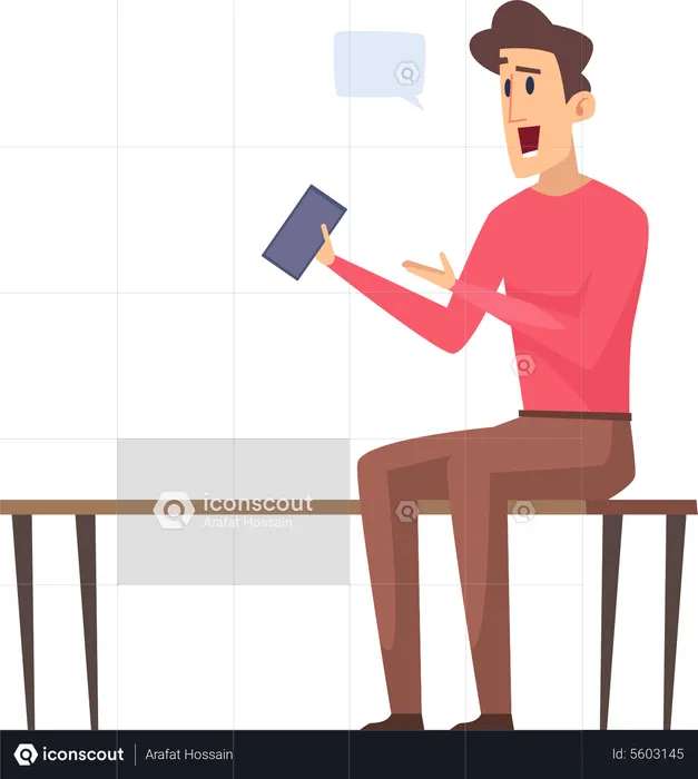 Homem conversando no smartphone  Ilustração