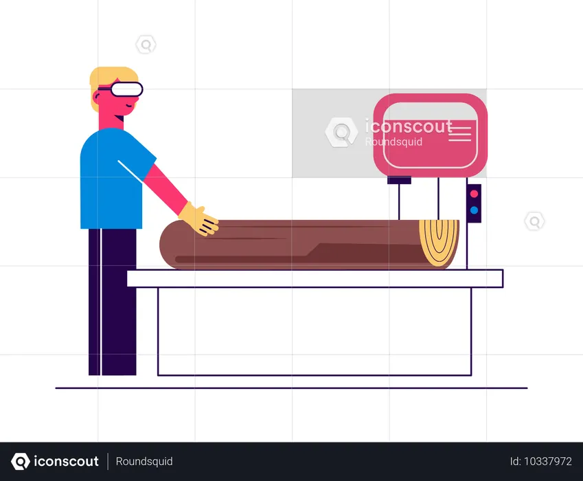 Homem cortando madeira  Ilustração