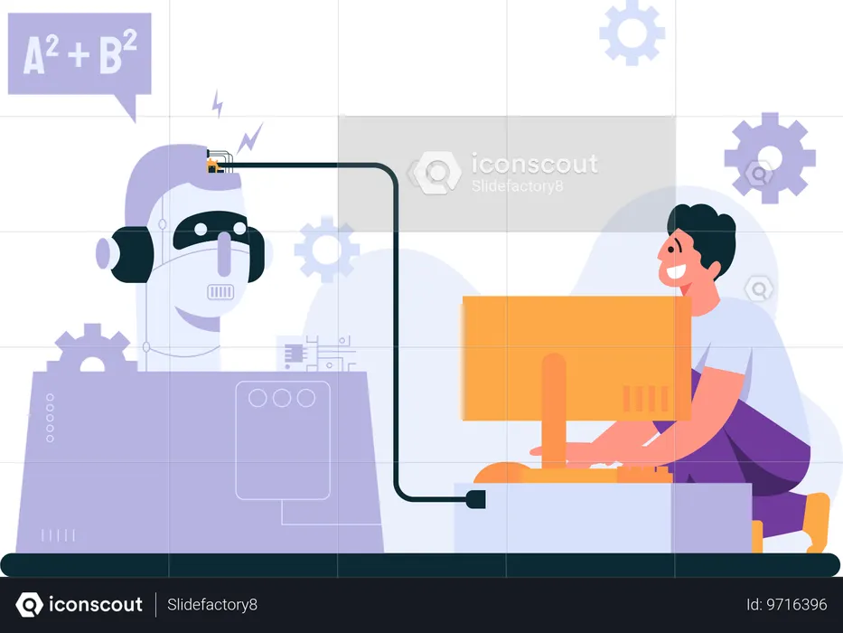 Homem cria inteligência artificial  Ilustração