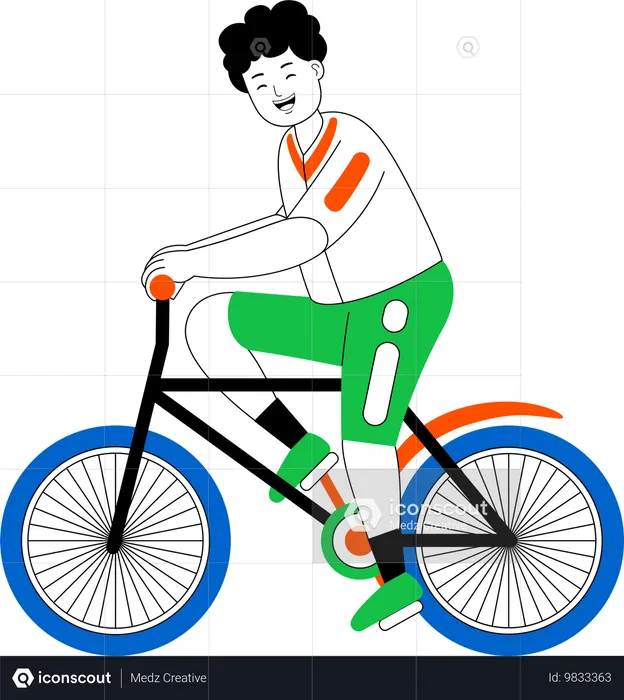 Homem gosta de andar de bicicleta  Ilustração