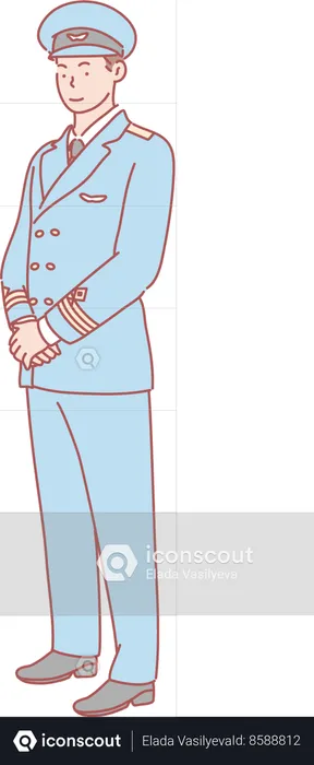 Homem da Marinha em pé de uniforme  Ilustração