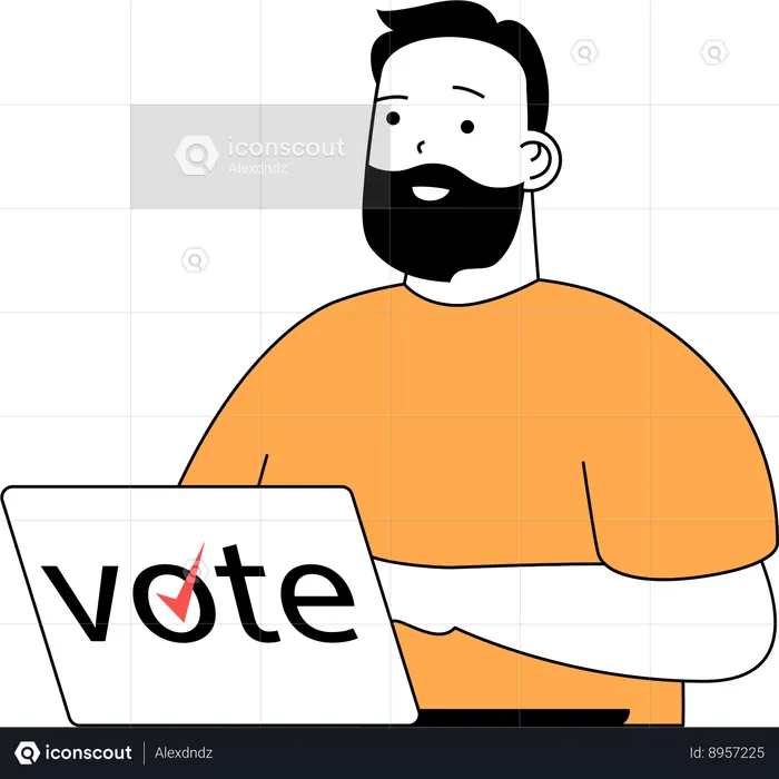 Homem dá seu precioso voto  Ilustração