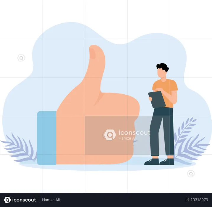 Homem dando feedback positivo  Ilustração