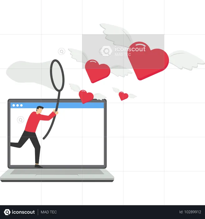 Empresário fazendo romance online  Ilustração