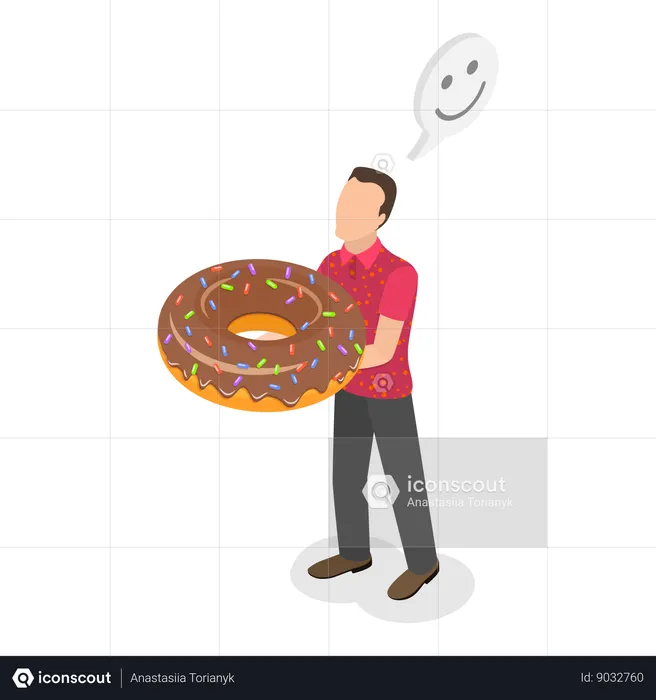 Homem em pé com donut  Ilustração