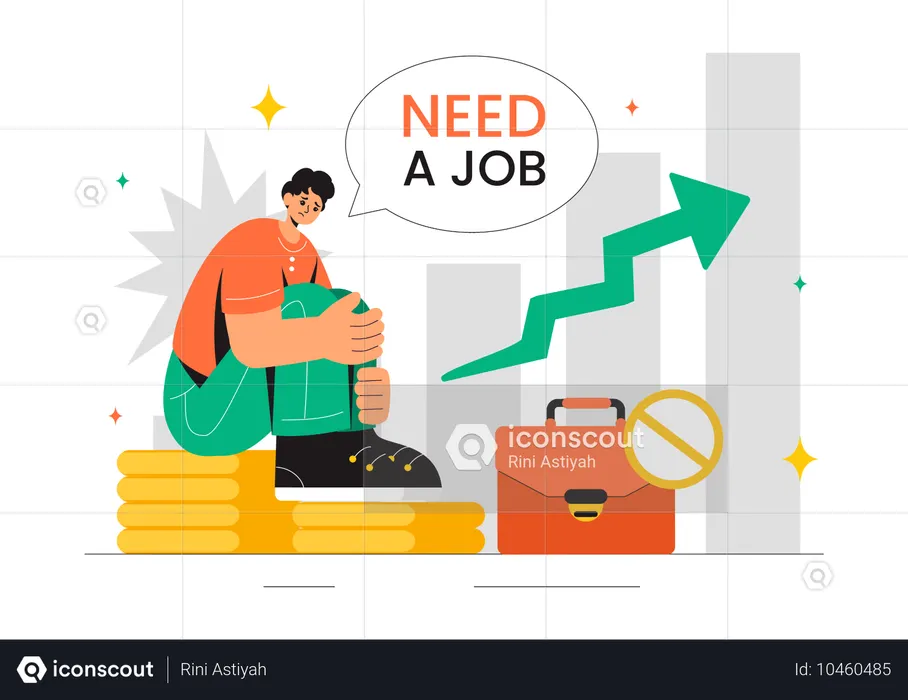 Homem desempregado precisa de um emprego  Ilustração