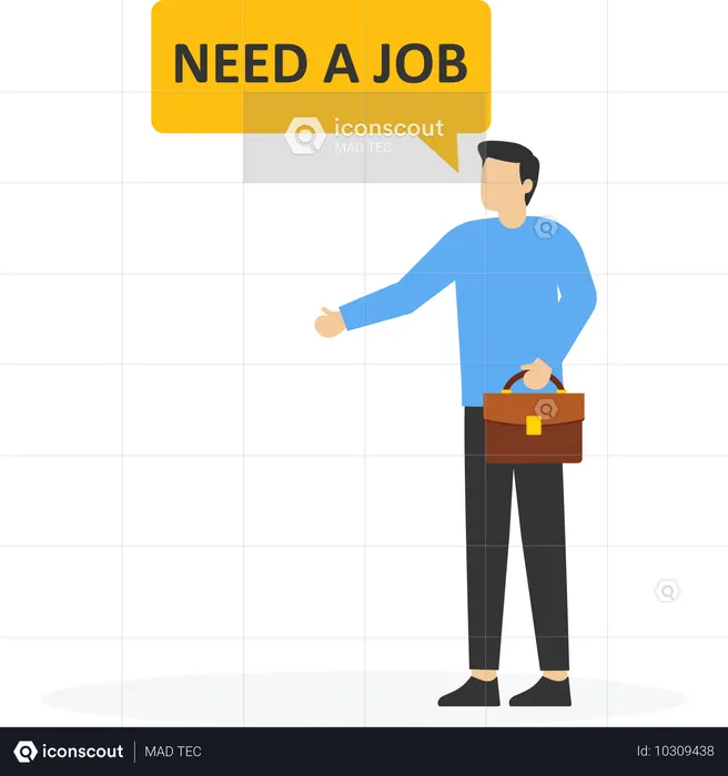 Homem desempregado procurando emprego  Ilustração