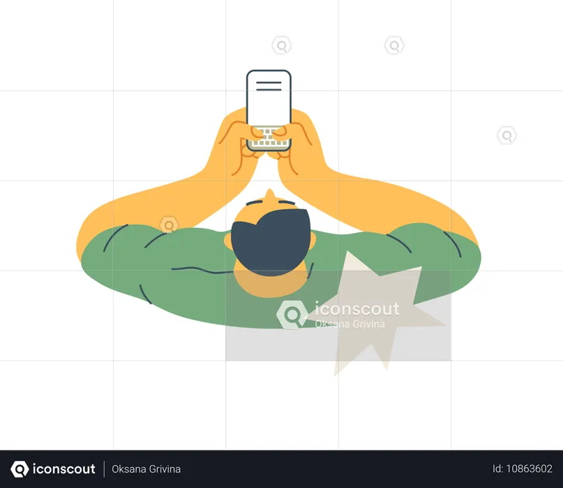 Homem digitando no celular  Ilustração