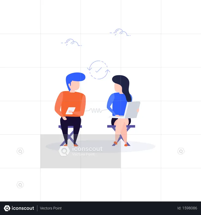 Homem e mulher conectados nas redes sociais  Ilustração
