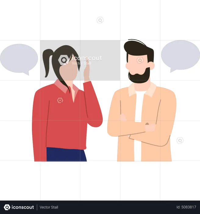 Homem e mulher conversando um com o outro  Ilustração