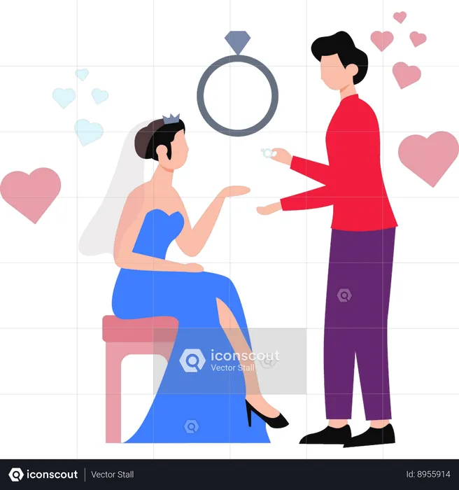 Homem e mulher se casando  Ilustração