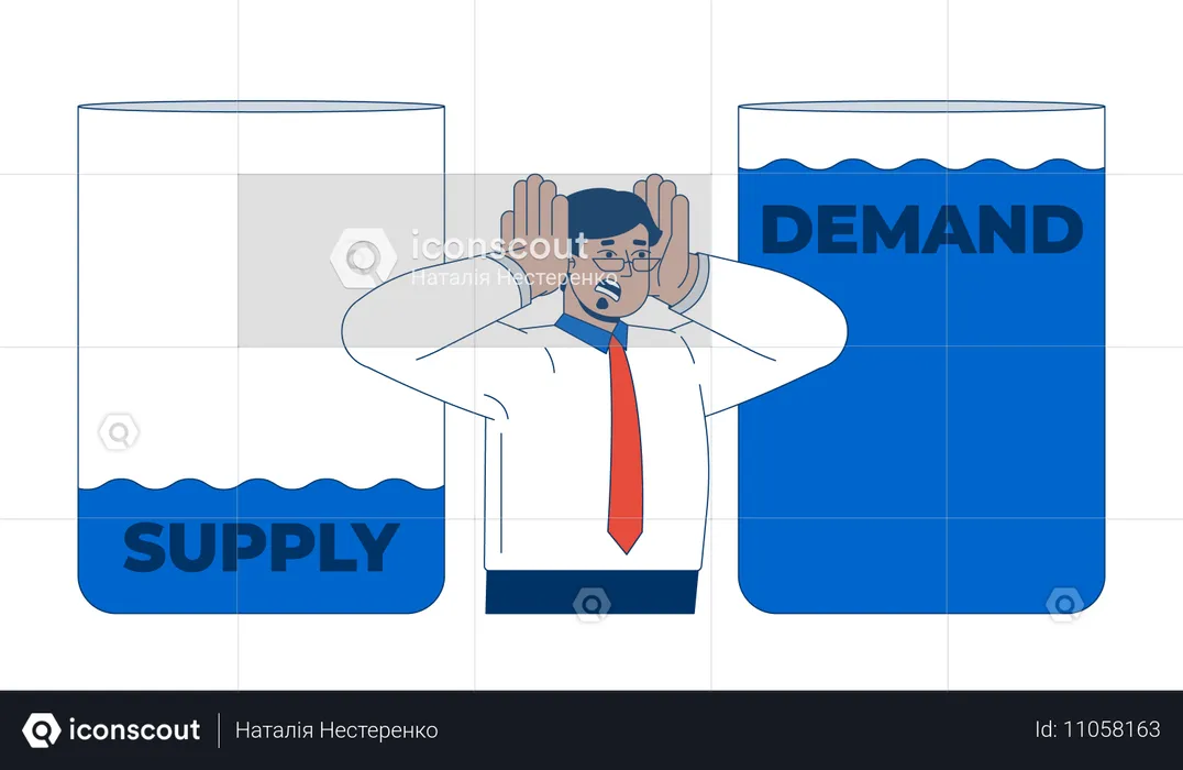 Homem enfrenta crise de água  Ilustração