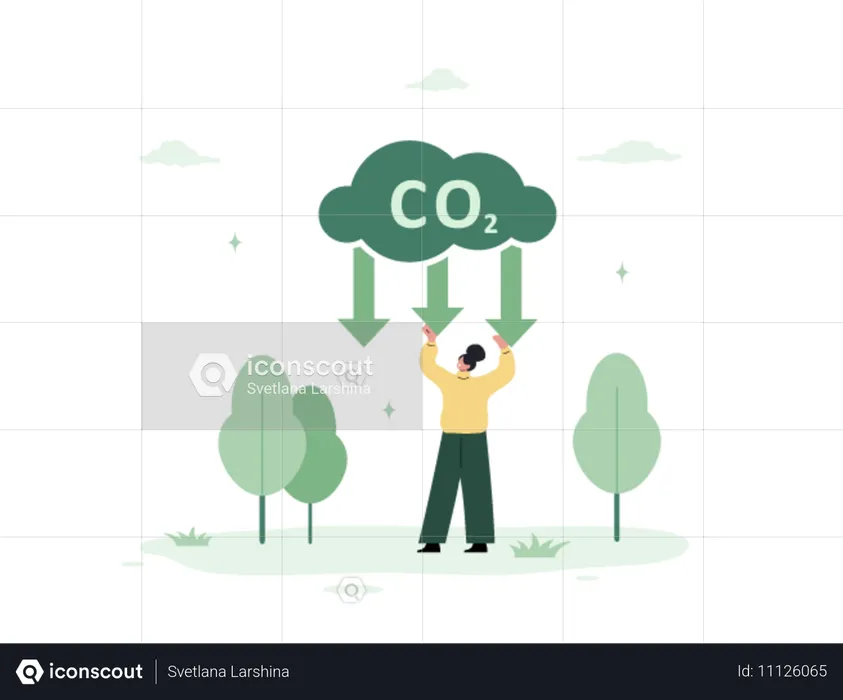 Homem enfrentando situação de chuva ácida  Ilustração