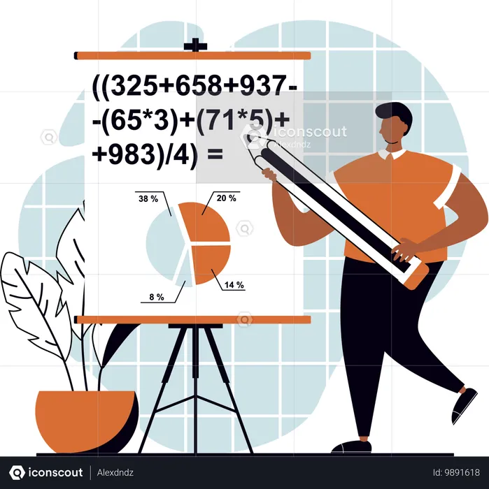 Homem ensinando matemática  Ilustração