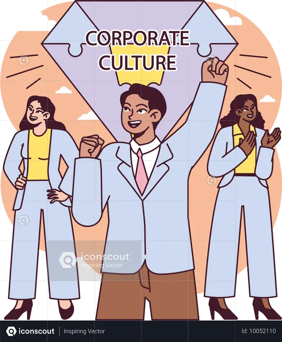 O homem entra na cultura corporativa do trabalho  Ilustração