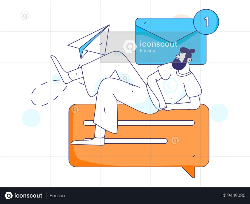 Homem enviando e-mail  Ilustração