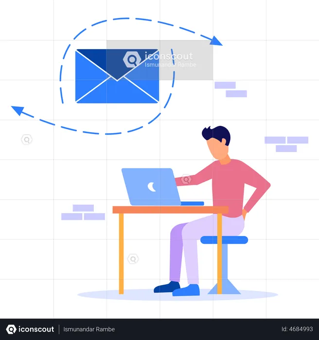 Homem enviando e-mail de marketing  Ilustração