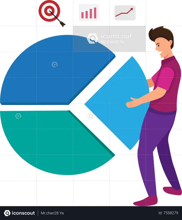 Homem enviando relatório de progresso  Ilustração