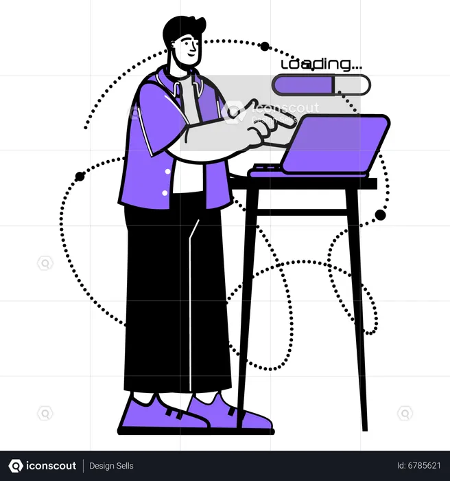 Homem esperando o site carregar  Ilustração