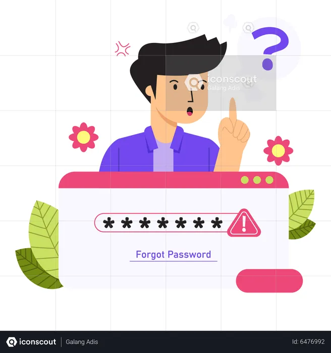 Homem esqueceu a página de login da senha  Ilustração