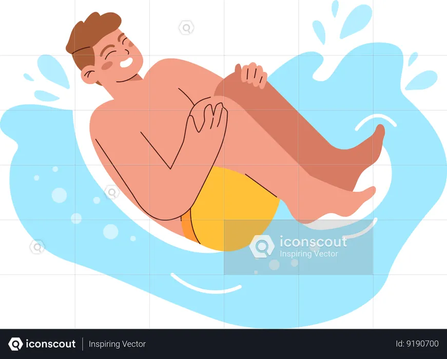 O homem está aproveitando a água durante as férias de verão  Ilustração