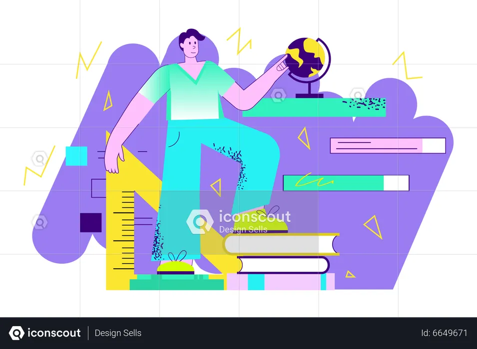 Homem estudando matemática  Ilustração