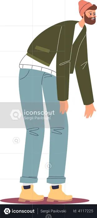 Homem entusiasmado olhando com espanto nos olhos  Ilustração