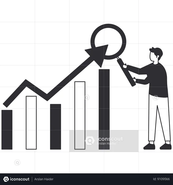 Homem fazendo análise de negócios  Ilustração