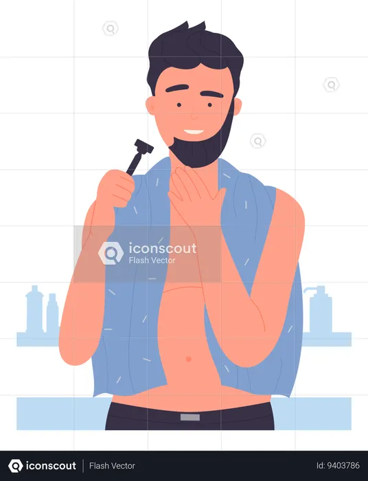 Homem fazendo a barba  Ilustração