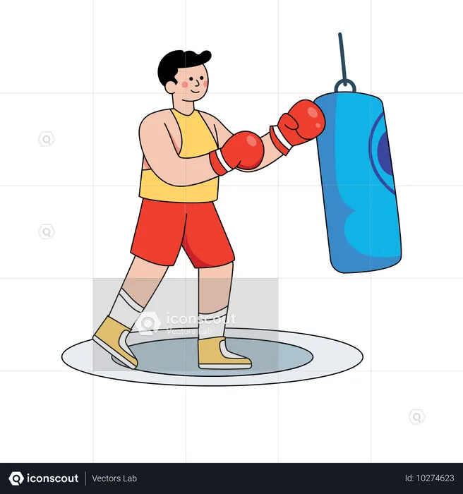 Homem praticando boxe  Ilustração