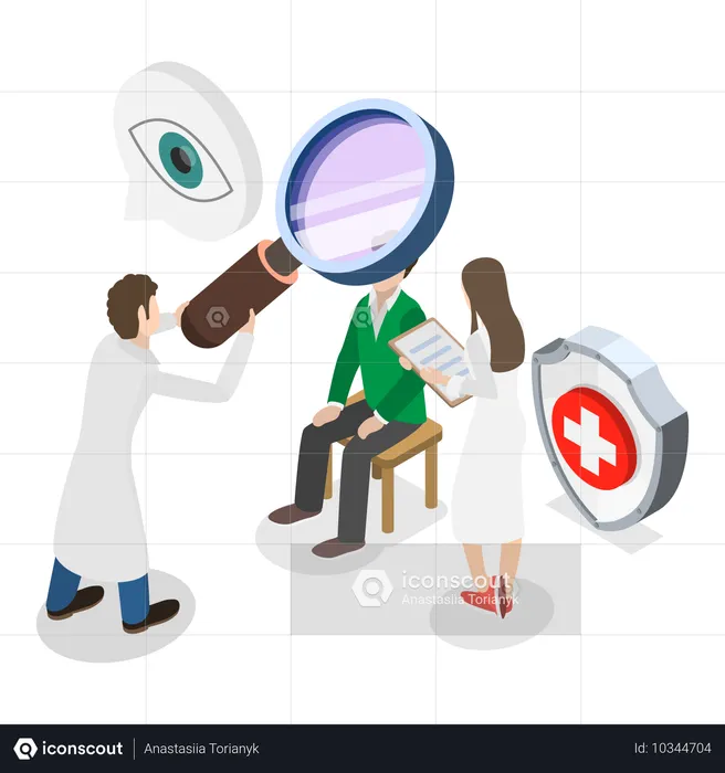 Homem fazendo cirurgia ocular a laser  Ilustração