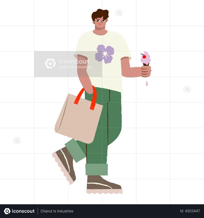 Homem fazendo compras  Ilustração