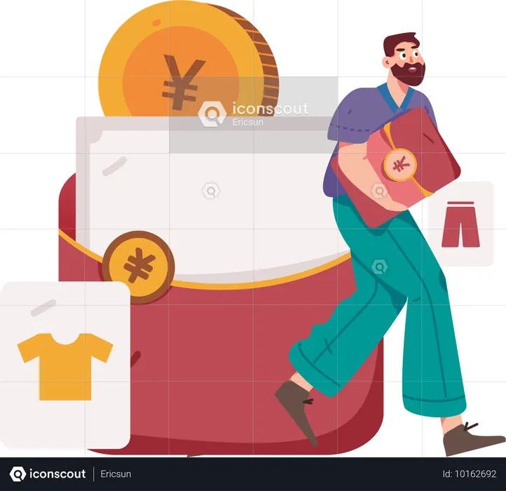 Homem fazendo compras de presentes on-line  Ilustração